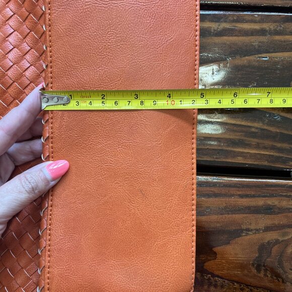 Charming Charlie Orange Weave Vegan Leather Large Tote, Handbag, Purse - Picture 10 of 16